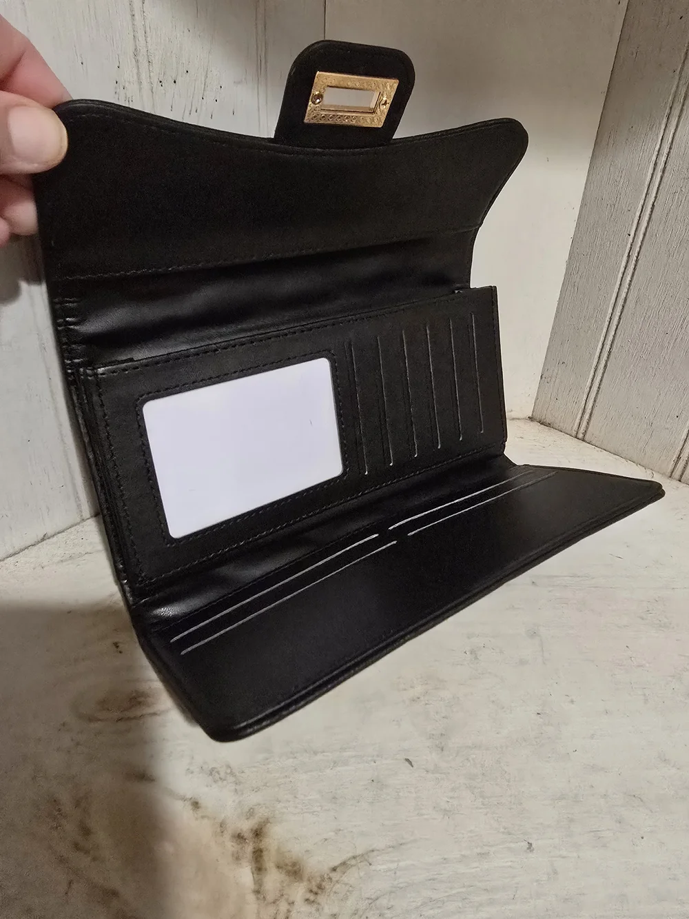 Ello Black Quilted Long Wallet with ID Window